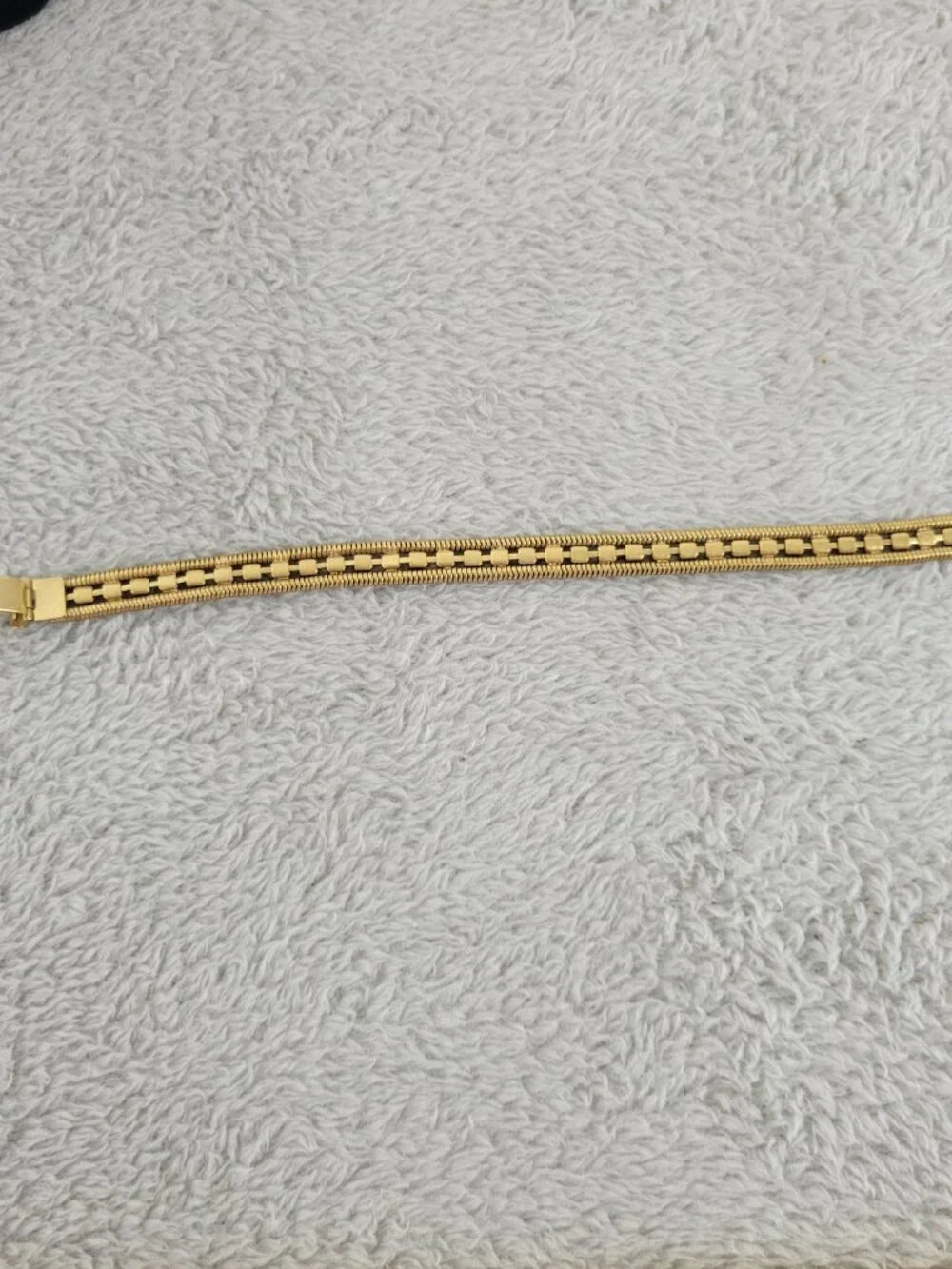 Loren Hope Gold Tone Double Cobra Chain Bracelet Black Crystal Art Deco B17E